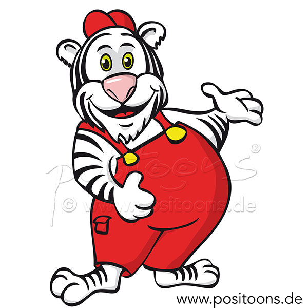 Weißer Tiger Cartoon Werbefigur von positoon ®