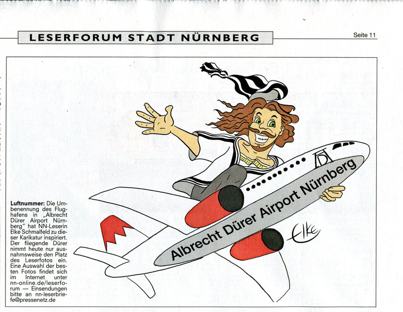 Albrecht Dürer Airport Cartoon von Elke Schmalfeld