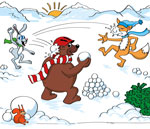 IBär, Fuchs, Hase Schneeballschlacht